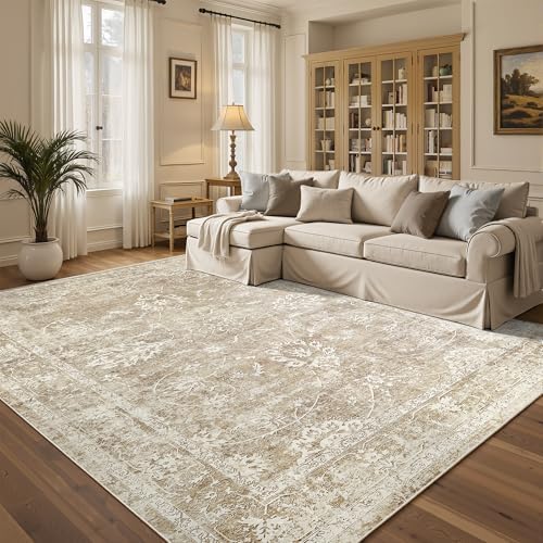 Madane Washable 6x9 Area Rugs for Living Room,Soft Neutral Rug Beige/Brown by Madane