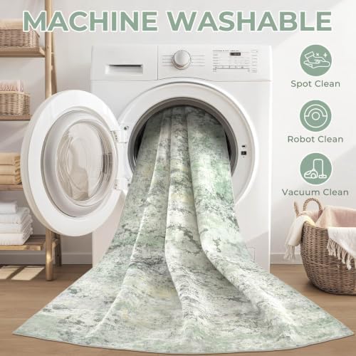 DMOYEST Area Rug Living Room Rugs - 6x9 Large Soft Indoor Neutral Modern Abstract Low Pile Washable Rug Carpet for Bedroom Dining Room Farmhouse Home Office - Green/Grey/Yellow - Image 7