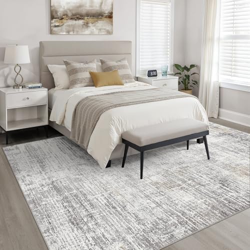 LOONGRUG 10x12 Area Rug Washable Neutral Modern Living Room Rug Gray Beige - Image 4