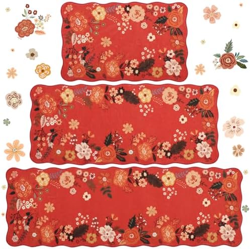 Kitchen Rug Mat Sets 3PC, Cushioned Anti Fatigue Mat Non Slip Washable Kitchens Sink Rug, Vintage Floral Rugs Comfort Standing Mats for Laundry, Desk, Hallway Entryway, Office by Homcomoda