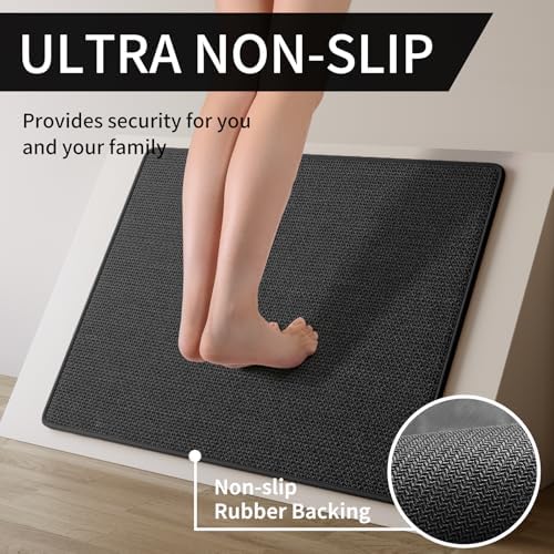 YDKGL Kitchen Rugs Kitchen Mats for Floor Non Slip Washable Black 17"x30" - Image 3