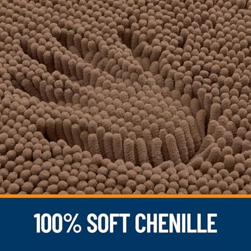OLANLY Chenille Bathroom Rugs Sets 3 Piece, 47"x20"+24"x16"+24"x20", Mocha - Image 2