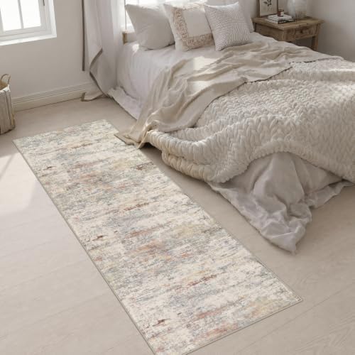 2.6x8 Washable Runner Rug：Modern Abstract Kitchen Soft Carpet Taupe - Image 5