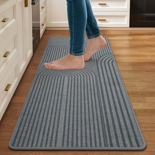 Kitchen Mats for Floor, Kitchen Rugs Non Slip, 17x59 Grey by QiCaiJia