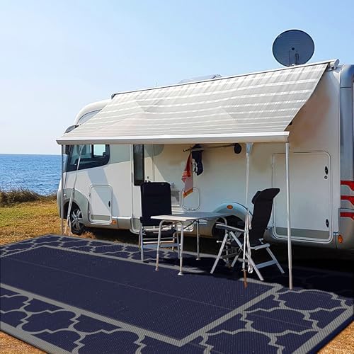 GENIMO Outdoor Rug, Waterproof Plastic Rugs 10'x20' for Camping Blue Grey - Image 4