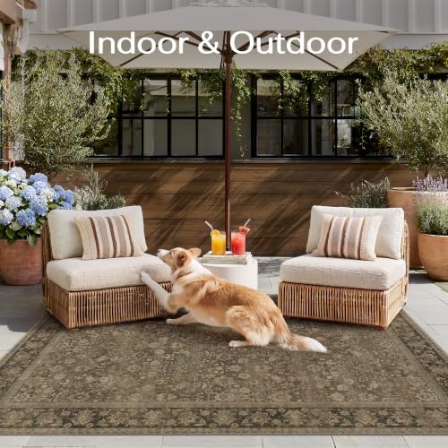 HUGEAR 4x6 Brown Linen Look Washable Area Rug for Entryway - Image 5