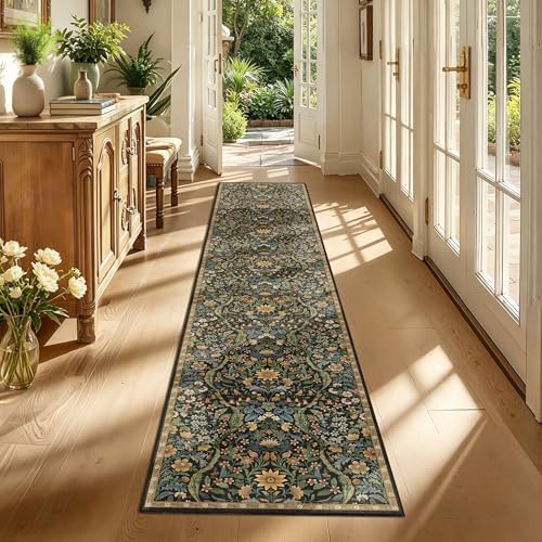 2x10 Floral Runner Rug for Kitchen Washable Hallway Runner Rug - Image 3
