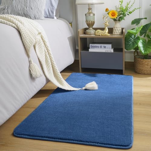 Amearea Modern Washable Runner Rugs, 2x4 Feet Blue Bedroom Runner Rug - Image 2