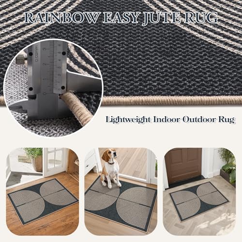 Lahome Rainbow Indoor Door Mat, 20"x32" Small Black Rugs for Entry Kitchen - Image 4