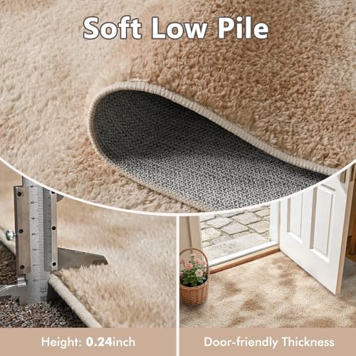 2x8 Tie-dye Beige Runner Rug Washable Non-Slip for Kitchen Hallway Bathroom - Image 4