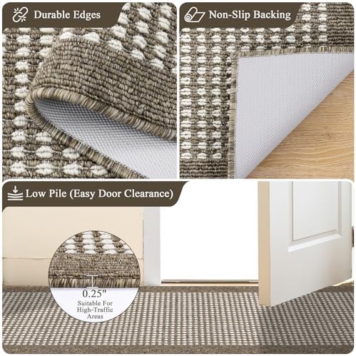 Ileading Brown Runner Rugs for Hallway 2'x8' Non Slip Farmhouse Long Kitchen Floor Mats with Rubber Backing Absorbable Throw Rugs Machine Washable Indoor Decor Carpet for Corridor Petmat Entryway - Image 4