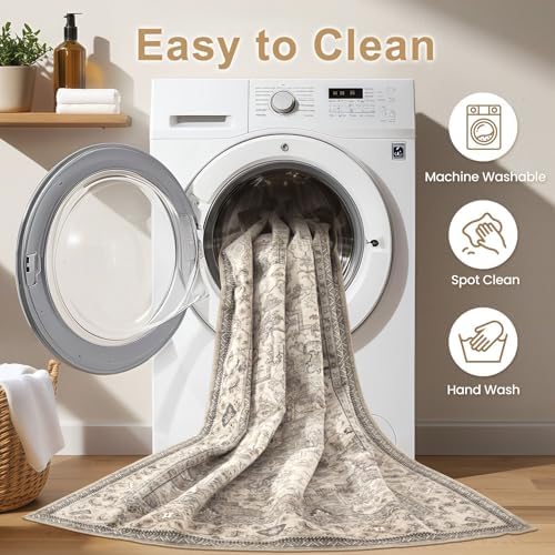 EIEIHOUSE 9x12 Area Rug Washable Vintage Rugs for Living Room Brown/Multi - Image 6