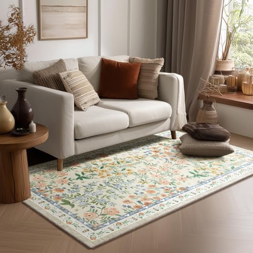 4x6 Washable Area Rugs for Entryway: Small Living Room Rug Non Slip Stain Resistant Low Pile Soft Faux Wool Throw Rugs for Bedroom Kitchen Bathroom Laundry Room Dorm Office Front Door Entry Indoor by palohom