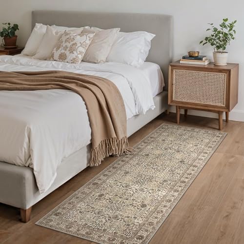 Bavni 2x5 Kitchen Runner Rug, Washable Non Slip, Cream Brown - Image 3