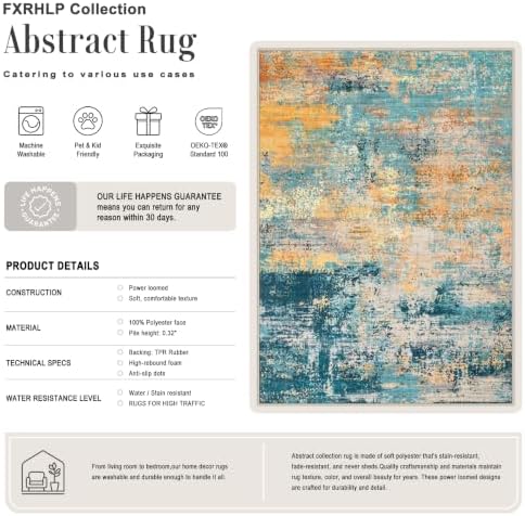 5x8 Area Rug Living Room: Modern Washable Soft Carpet Rosy Haze - Image 2
