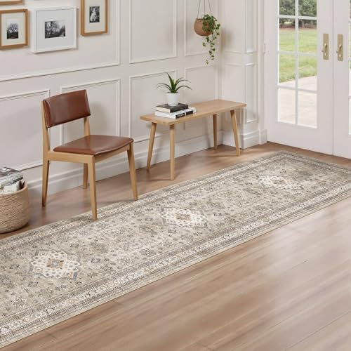 cotiled 2x10 Hallway Runner Rug for Entryway, Non-Slip Vintage, Beige - Image 2