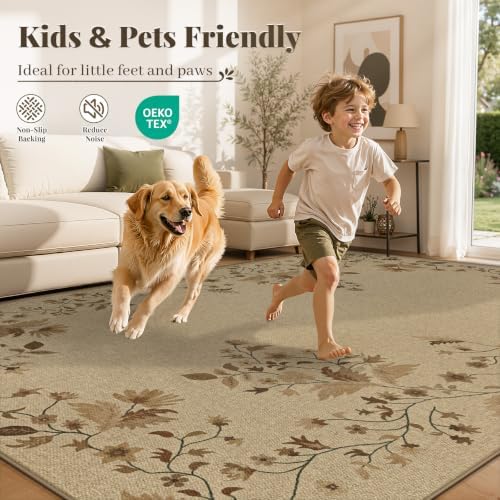 Aoyaomi Easy Jute Rug 6x9 Area Rugs: Washable Woven Rug for Living Room Netural Floral Area Rug Non-Slip Indoor Outdoor Carpet for Bedroom Farmhouse Dining Room Office Patio (Natural Vine, 6'x9') - Image 6