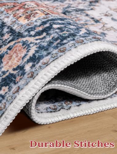 SERISSA 2'6"x8' Washable Non Slip Boho Runner Rug for Hallway，Blue Orange - Image 6