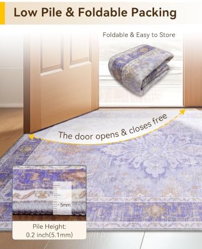 RELEANY Washable Area Rug, Runner 3'x10', Purple - Image 5