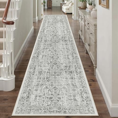 PureCozy Black Runner Rug 2'6"x12' Vintage Floral - Image 2