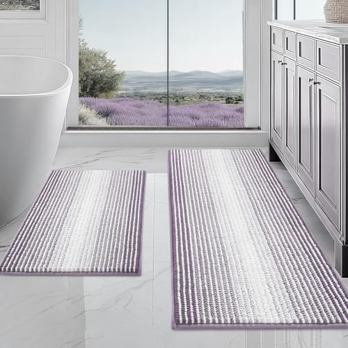BSICPRO Bathroom Rugs Sets 2 Piece, Non Slip Bath Mats, Lavender Purple by BSICPRO