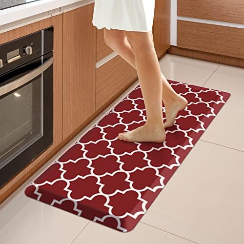 WISELIFE Kitchen Runner Rugs Anti-Fatigue mats, 17.3" x 39", 4/5 Inch, Red by WiseLife
