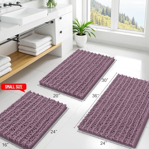 Smiry Bathroom Rugs 47X24, Extra Soft Rubber Backing Chenille Bath Mats - Image 2