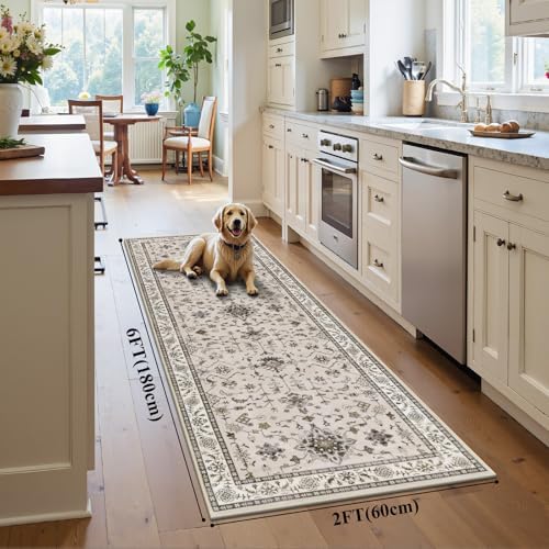 HEBE Hallway Runner Rug 2'x6', Washable Non Slip Kitchen Rug Runner - Image 2