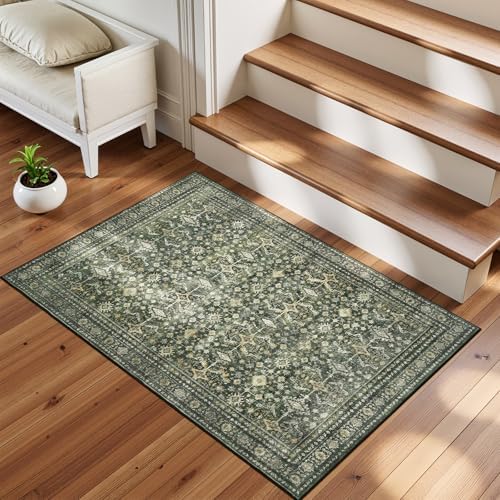 2x3 Area Rugs for Livingroom Entryway Bathroom, Washable Kitchen Mats,Green - Image 2