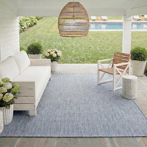 SAFAVIEH Outdoor Area Rug 8x11 - Courtyard Collection - Large, Coastal Design, Navy & Grey, Durable & Easy Cleaning, Ideal for Patio, Entryway, Mudroom, Backyard (CY8022-36821) - Image 6