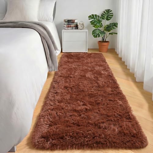 Brown Runner Rugs for Bedroom Living Room, Fluffy 2x6 Hallway Soft Area Rug by ONASAR