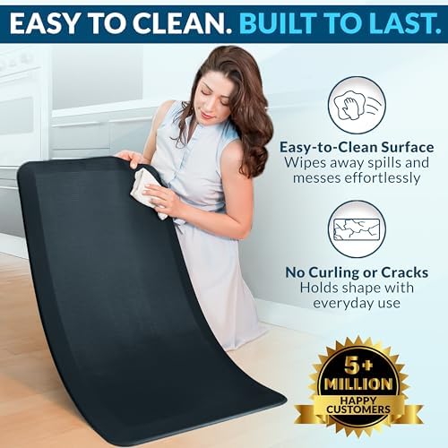 ComfiLife Anti Fatigue Floor Mat – 3/4 Inch Thick Kitchen Mats for Floor, Standing Desk Mat, Kitchen Rug – Comfort at Home, Office – Durable – Stain Resistant – Non-Slip Bottom (24" x 70", Navy) - Image 5