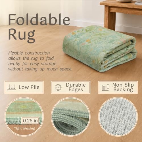 Large 8x10 Bedroom Area Rug, Washable Living Room Rugs, Floral and Botanical Shabby Chic Décor, Non Slip & Low Pile Soft Carpet (Sage Green) - Image 5