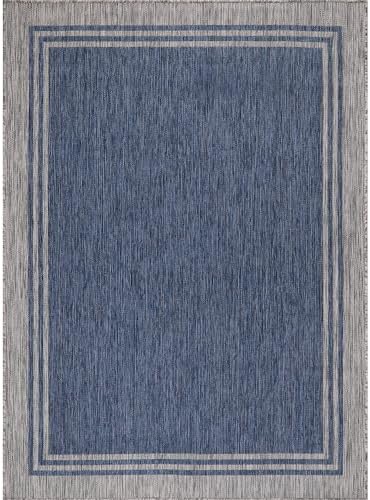Luul Home Bordered Outdoor Rug 8x10 Washable Outside Carpet for Indoor Patio Porch Waterproof Easy Cleaning Non Shedding Area Rugs Navy 8 x 10 - Image 3