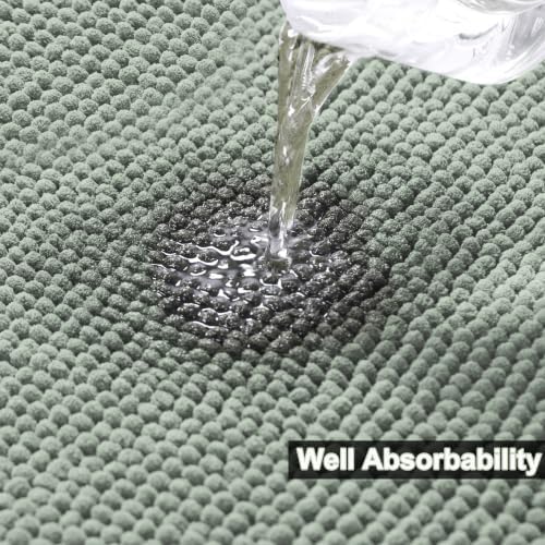 Urvoix Bathroom Rugs Sets 3 Piece, Chenille Bath Mat Set, Light Sage - Image 5