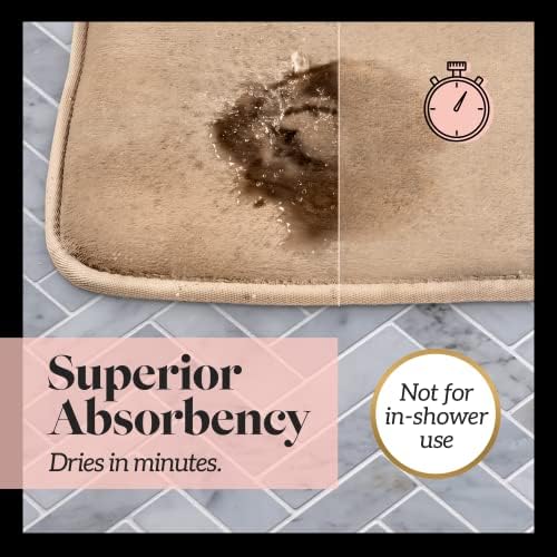 Memory Foam Bath Mat Non Slip Absorbent Super Cozy Velvet Bathroom Rug Carpet (22 inches X 42 inches, Beige) - Image 5