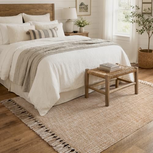 Collive 4' x 6' Hand Woven Bedroom Area Rug, Boho Indoor Outdoor Rugs by Collive