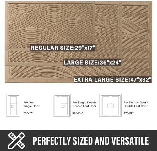 HIYARD Sturdy Front Door Mat, Absorbent Muddy Dirt Resist Welcome Door Mats Outdoor Indoor, Stain and Fade Resistant, Non-Slip Backing Entry Mat Low Profile Doormat for Entryway, 29×17, Beige - Image 4
