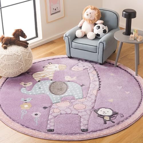 SAFAVIEH Carousel Kids Round Rug 4', Modern Purple CRK120V by Unknown