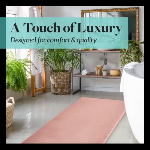Memory Foam Bath Mat Non Slip Absorbent Super Cozy Velvet Bathroom Rug Carpet (60 inches X 17 inches, Peach) - Image 5
