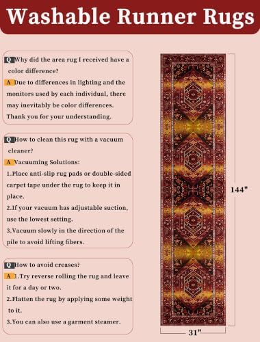 SERISSA 2'6"x12' Washable Non Slip Boho Runner Rug for Hallway - Image 6