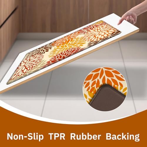 Orange Fall Kitchen Mats for Floor, Cushioned Anti Fatigue Memory Foam Kitchen Rugs Set of 2, Non Slip Waterproof Kitchen Runner Floor Mat, Comfort Standing Mat for Sink, Laundry, Autumn Home Decor - Image 6