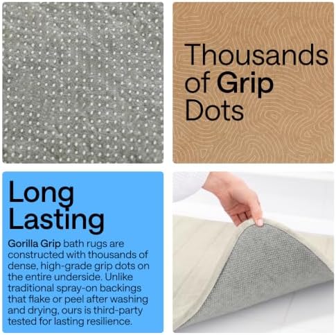 GORILLA GRIP Absorbent Memory Foam Bath and Shower Mat, 24x17 Champagne - Image 3