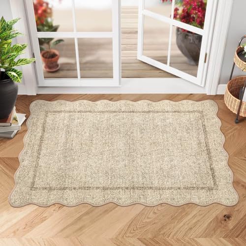 GarveeHome Scalloped Door Mat 2x3 Rugs for Entryway Washable Non-Slip - Image 2
