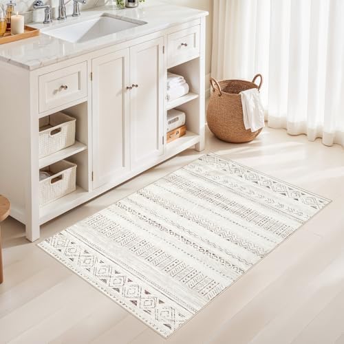 cotiled Washable 3x5 Entryway Rugs: Boho Moroccan Soft Small Rug - Image 5