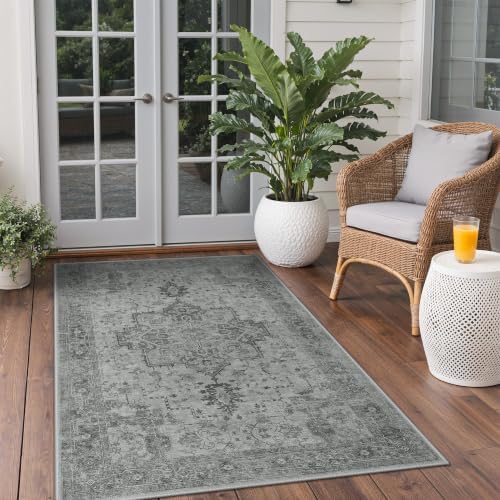 GENIMO Indoor Outdoor Rug, Washable for Patio and Deck, Silver Grey, 3x5 - Image 3