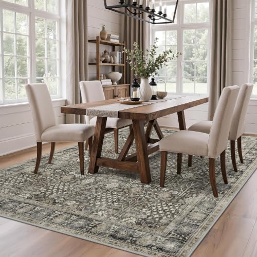 Bavni 8x10 Washable Area Rug Non Slip for Living Room, Black - Image 2