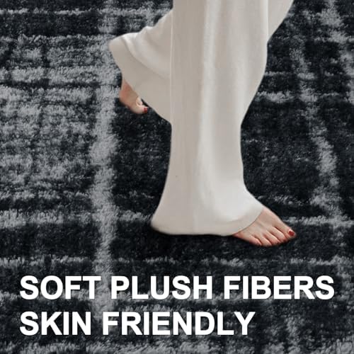 6x9 Ft Large Shag Rugs for Living Room Decor, Tie-Dyed Ultra Soft Fluffy Furry Area Rugs for Bedroom Indoor Floor, Aesthetic Carpet for Kids Home (Grey) - Image 4