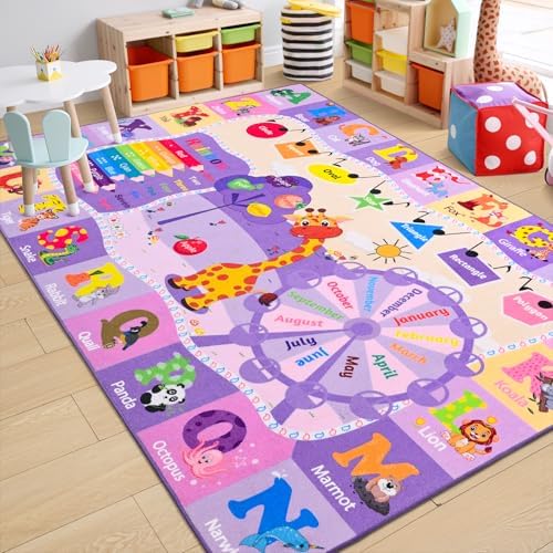 Chicrug 4x6 ABC Kids Rug for Classroom, Washable Non Slip Playroom Play Mat - Image 3