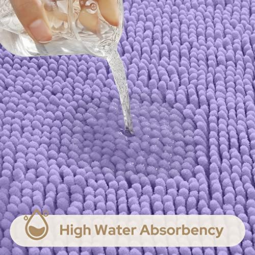 HOMEIDEAS Bathroom Rugs Set of 3, Super Soft Absorbent Chenille Bath Rugs - Image 5